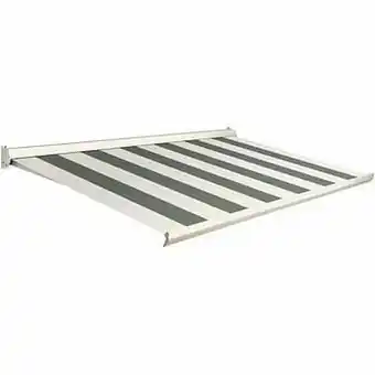 Brico Domasol zonnetent elektrisch ’Factor 10-C’ groen/wit brede strepen 550 x 250 cm aanbieding