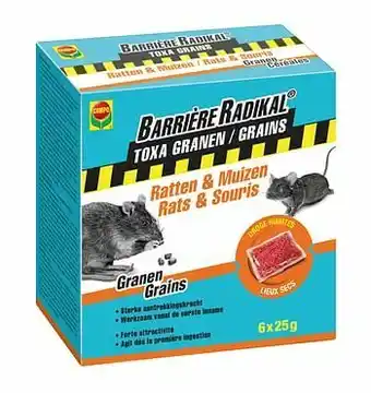 Brico Compo anti-muizen en ratten granen Barrière Radikal Toxa 150g aanbieding