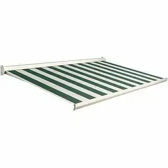 Brico Domasol zonnetent elektrisch ’Factor 10-C’ groen/witte strepen 500 x 250 cm aanbieding