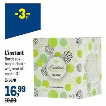 Makro L`instant bordeaux - bag-in-box - wit, rosé of rood aanbieding
