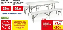 Hubo Garden Plus Vouwtafel 244x75 cm grijs/wit aanbieding