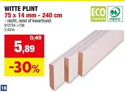 Hubo Plint 75x14 mm 240cm 1/4 rond wit aanbieding