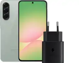 Coolblue Samsung Galaxy A56 128 Go Vert 5G + Samsung Chargeur 25 Watts Noir aanbieding