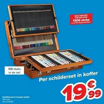 Carrefour Schilderset in houten koffer aanbieding