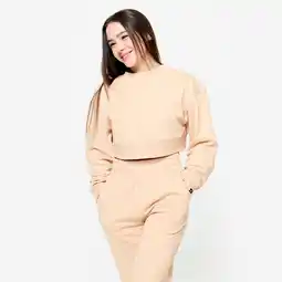 Decathlon Cropped sweater voor krachttraining dames beige aanbieding