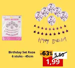 Birthday Set Roze 6 stuks - 45cm