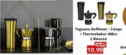 NH Market Tognana Koffieset – 3-kops + Thermobeker 400cc 2 Kleuren aanbieding