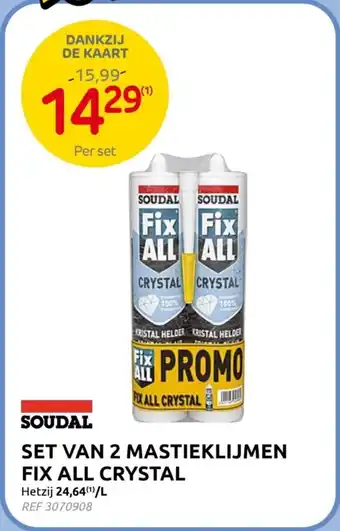 Brico Soudal Set Van 2 Mastieklijmen Fix All Crystal aanbieding