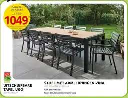 Brico Uitschuifbare Tafel Ugo + Stoel Met Armleuningen Vina aanbieding