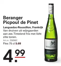 Sligro Beranger Picpoul de Pinet aanbieding
