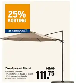 GAMMA Zweefparasol Miami aanbieding