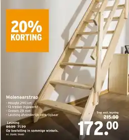 GAMMA Molenaarstrap Hoogte 290 cm -13 treden ingewerkt Grenen 28 mm aanbieding