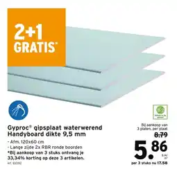 GAMMA GyprocⓇ gipsplaat waterwerend Handyboard dikte 9,5 mm aanbieding