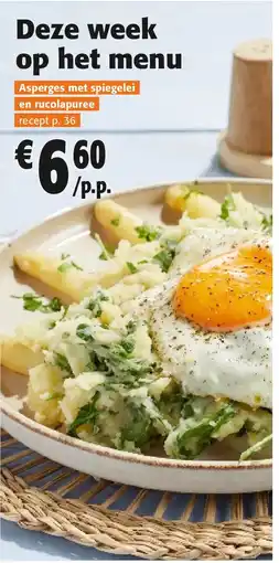 Colruyt Asperges met spiegelei en rucolapuree aanbieding