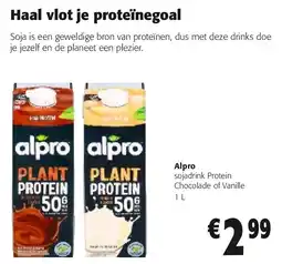 Colruyt Alpro sojadrink Protein Chocolade of Vanille 1 L aanbieding
