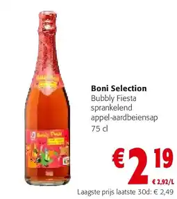 Colruyt Boni Selection Bubbly Fiesta sprankelend appel-aardbeiensap 75 cl aanbieding