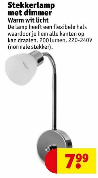 Kruidvat Stekkerlamp met dimmer warm wit licht aanbieding