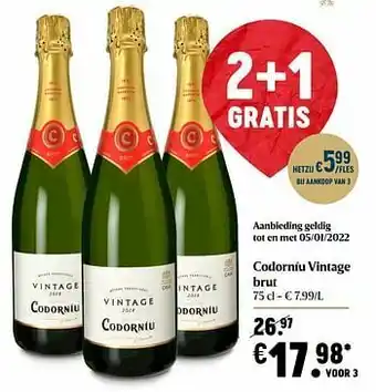 Delhaize Codorníu vintage brut aanbieding