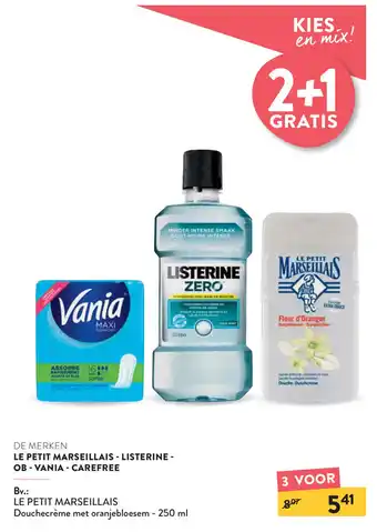 Di Le Petit Marseillais-Listerine-OB-Vania-Carefree 250ml aanbieding