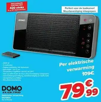 Carrefour Domo elektro elektrische verwarming do7341h aanbieding