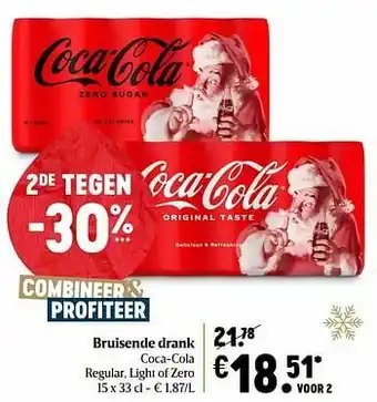 Delhaize Bruisende drank coca-cola regular light of zero aanbieding
