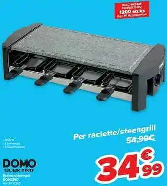 Carrefour Domo elektro raclette-steengrill do9039g aanbieding