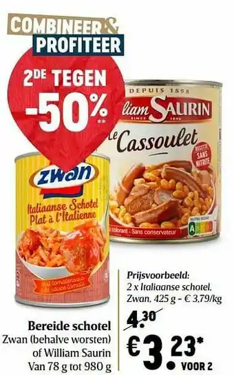 Delhaize Italiaanse schotel zwan aanbieding
