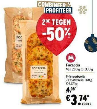 Delhaize Focaccia mozzarella aanbieding
