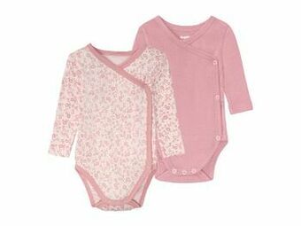 Lidl LUPILU® Set van 2 biokatoenen wikkelbody’s met lange mouwen (62/68, roze) aanbieding