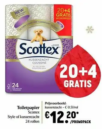 Delhaize Toiletpapier scottex kussenzacht aanbieding