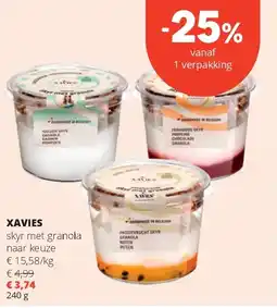 Spar XAVIES skyr met granola naar keuze aanbieding