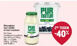 Bioyoghurt met vanille of met vruchten