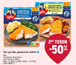 Niet-gevulde, gepaneerde visfilets