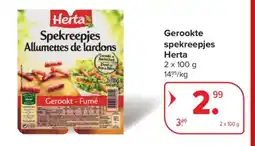 Carrefour Market Gerookte spekreepjes Herta aanbieding