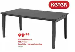 Happyland Tafel futura 165x94cm Graphite + parasolopening aanbieding