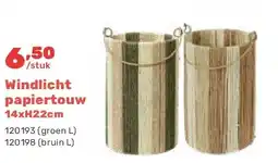 Happyland Windlicht papiertouw 14xH22cm aanbieding