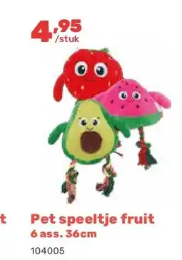 Happyland Pet speeltje fruit 6 ass. 36cm aanbieding