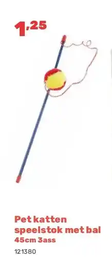 Happyland Pet katten speelstok met bal 45cm 3ass aanbieding