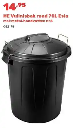 Happyland HE Vuilnisbak rond 70L Esla met metal.handvatten nr5 aanbieding