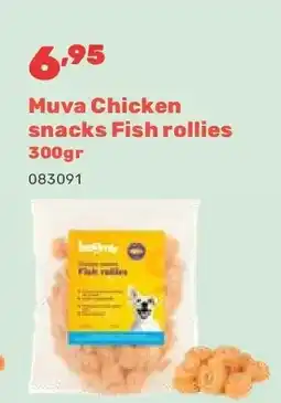 Happyland Muva Chicken snacks Fish rollies 300gr aanbieding