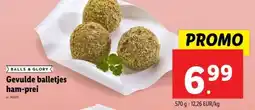 Lidl Gevulde balletjes ham-prei aanbieding