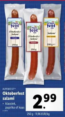 Lidl Alpenfest Oktoberfest salami aanbieding