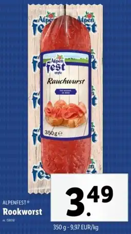 Lidl Alpenfest Rookworst aanbieding