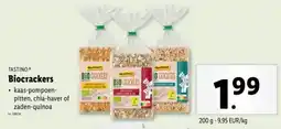 Lidl Tastino Biocrackers aanbieding