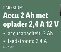 Lidl Accu 2 Ah met oplader 2,4 A 12 V aanbieding