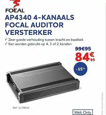 Focal Ap4340 4-kanaals Focal Auditor Versterker