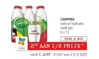 Spar Campina Volle Of Haldvolle Melk Pet aanbieding