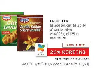 Spar Dr. Oetker Bakpoeder, Gist, Bakspray Of Vanille Suiker aanbieding