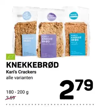 Ekoplaza Knekkebrod Kari's Crackers 180-200g aanbieding