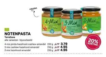 Notenpasta TerraSana 4-mix pinda-hazelnoot-cashew-amandel 250g